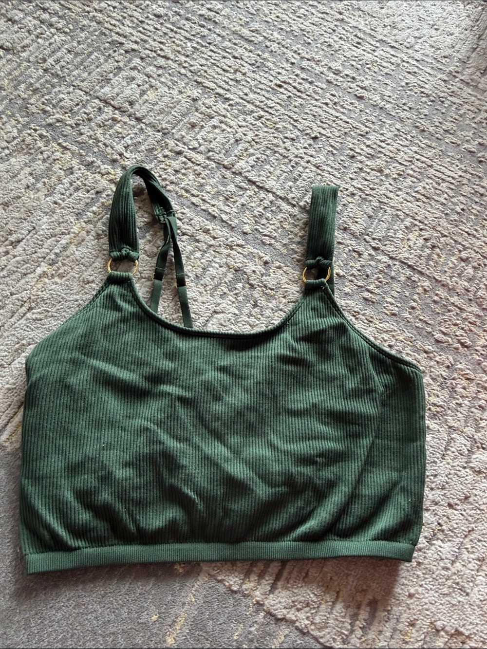 Women’s Ribbed Cropped long and stretchy Bralette – Green